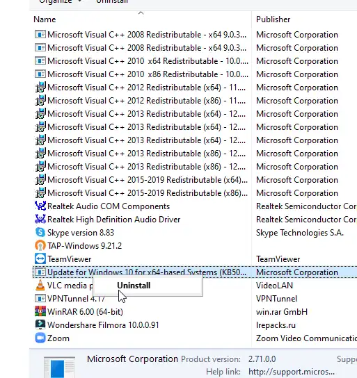 uninstall